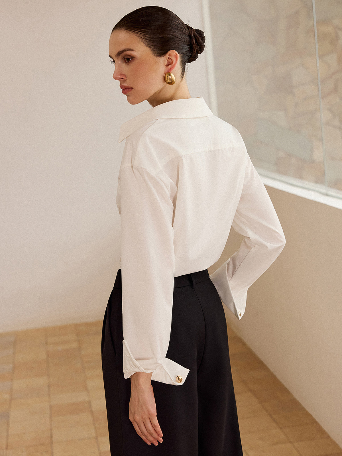 Metal Button Long-Sleeve Shirt