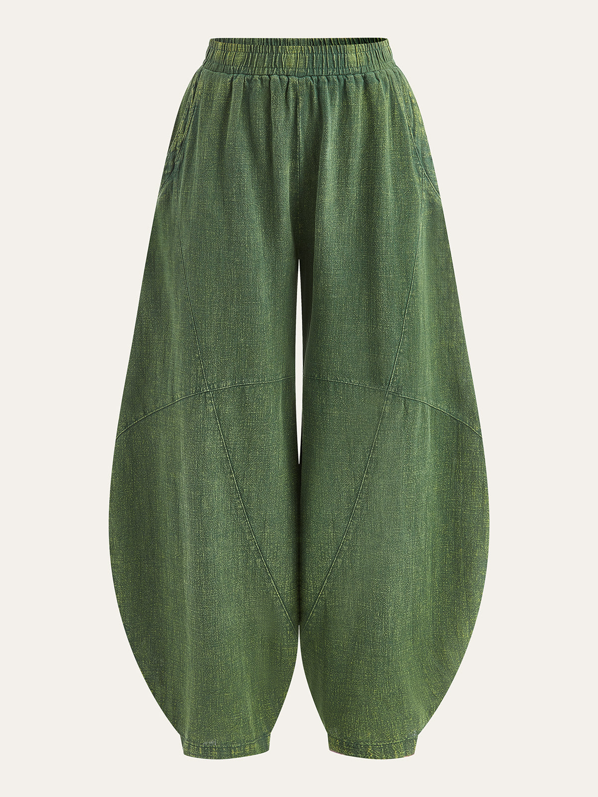 Distressed Paneled Loose Lantern Pants