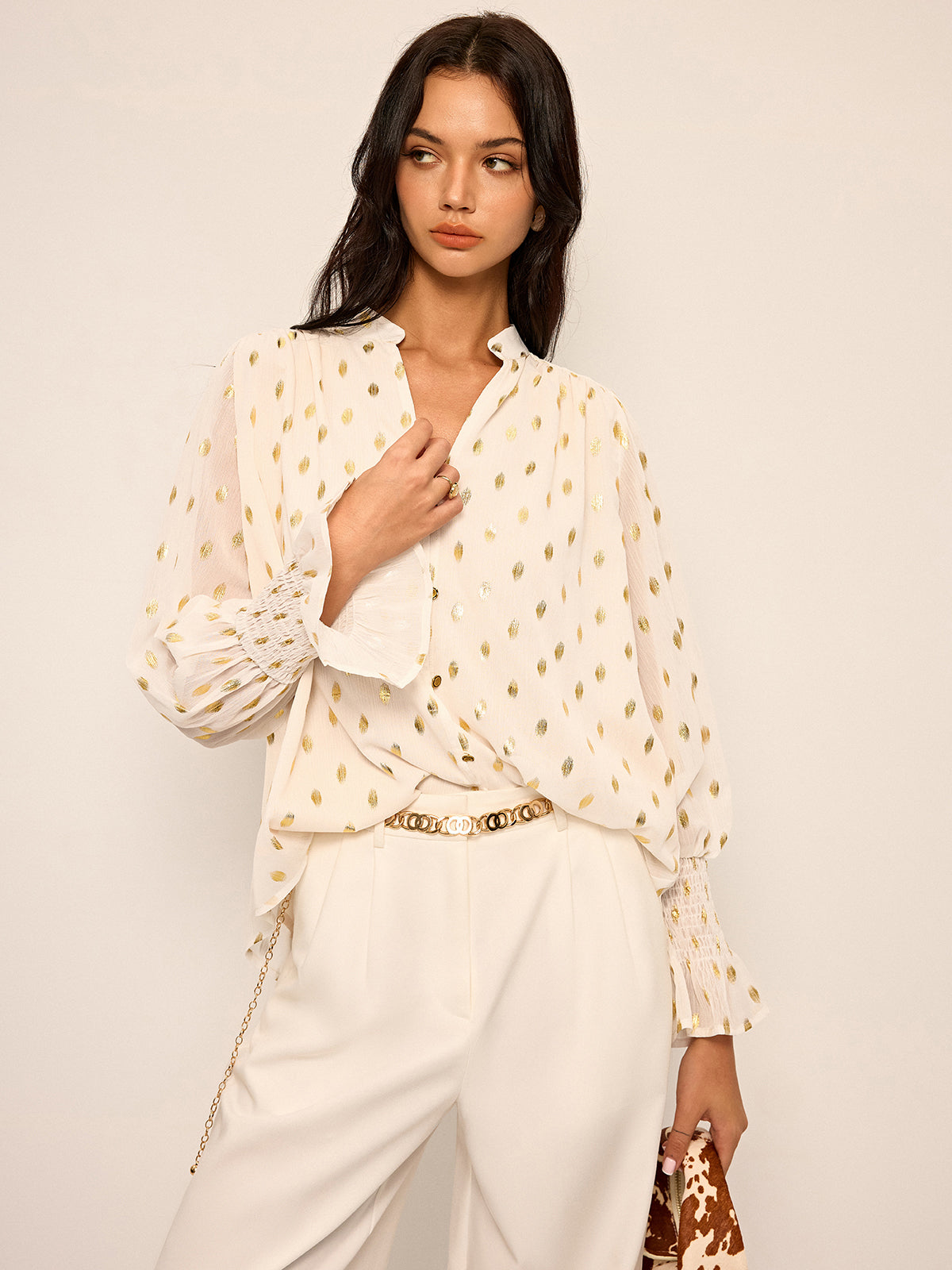 Polka Dot Chiffon Shirt